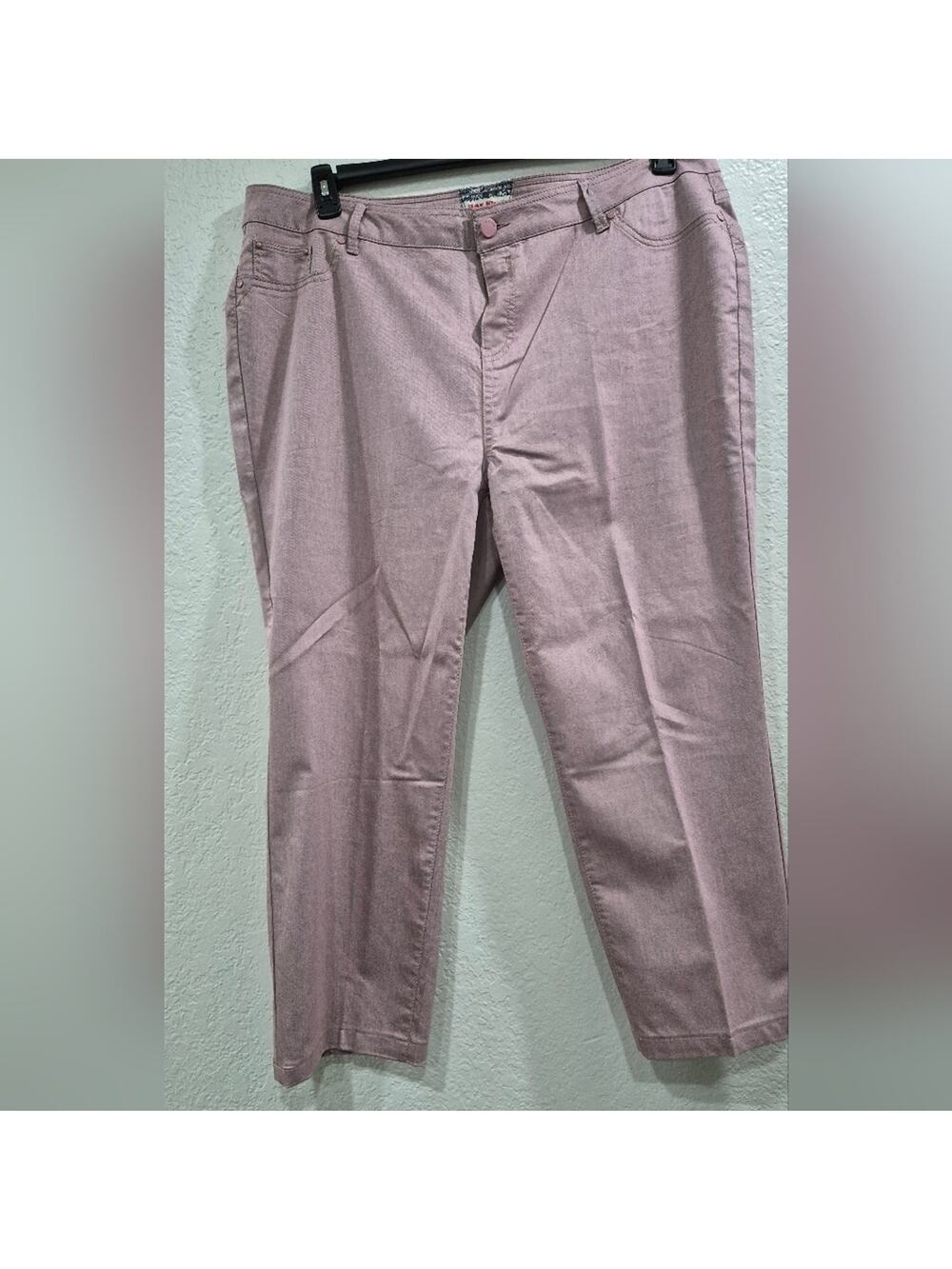 Hot Kiss Women's Skinny Lily Pink Denim Straight Leg Pants, Size 21x22.